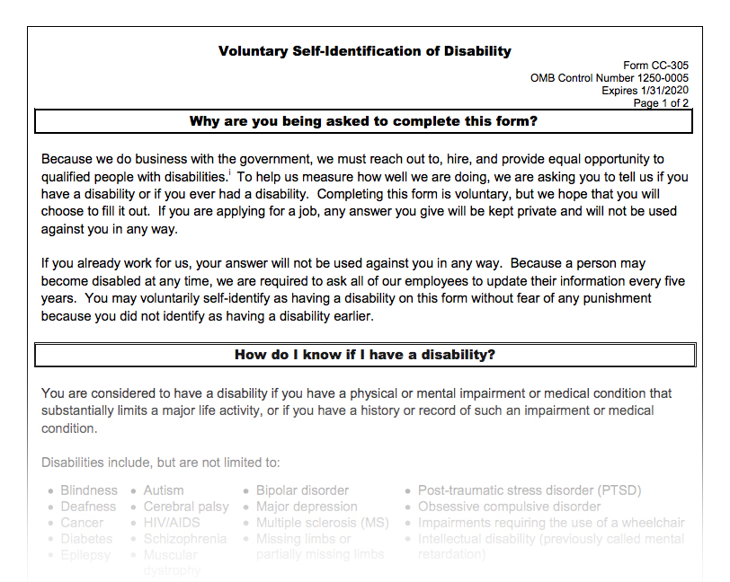 Ofccp’s Disability Self Id Form Remains In Place